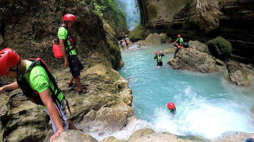 Cebu: Osmena Peak Hike & Kawasan Canyoneering - Reaching the three-tiered Kawasan Falls