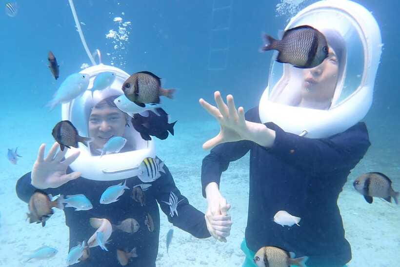 Panglao: Helmet Diving Experience with Photos and Videos - The boat ride and arrival at the reef