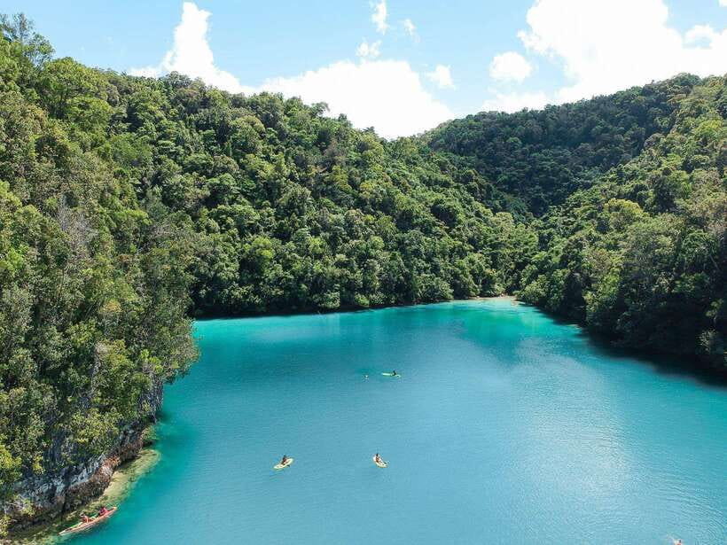 Siargao Tour B (shared tour) - Sugba Lagoon: green water and a high platform